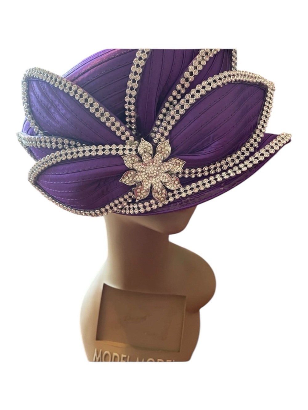 Women's Purple Rhinestone Embellished Cocktail Hat